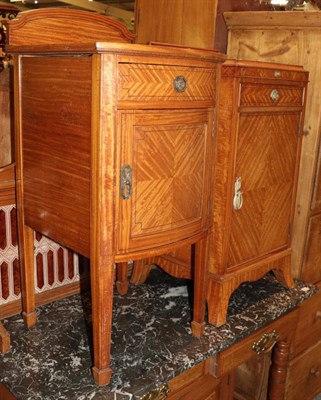 Lot 1338 - ^ An Edwardian satinwood bedside cabinet, with superstructure back, 40cm wide; and a satinwood...