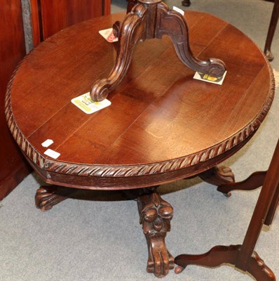 Lot 1342 - ^ A Victorian carved oak coffee table, 100cm wide (adapted from a breakfast table)