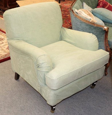 Lot 1366 - A Victorian style armchair (modern), upholstered in green fabric, 80cm wide