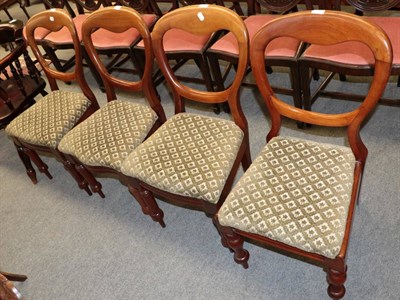 Lot 1371 - Set of four Victorian balloon back dining chairs