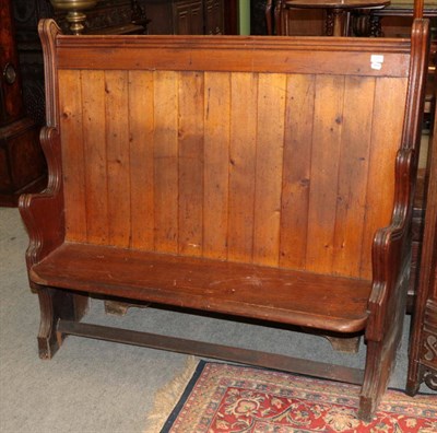 Lot 1387 - ^ A late 19th century pitch pine pew, 138cm wide