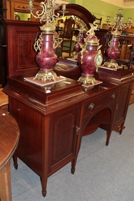 Lot 1403 - A mahogany and line decorated mirror back sideboard, circa 1900, 169cm wide