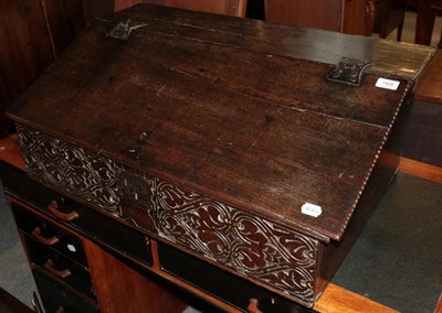 Lot 1426 - Late 17th century carved oak box with hinged lid