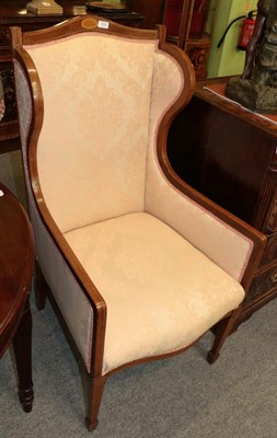 Lot 1448 - An Edwardian mahogany and satinwood banded armchair, 62cm wide