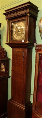 Lot 1454 - An oak thirty hour longcase clock, square brass dial with silvered chapter ring signed G...