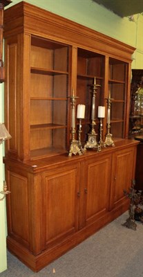 Lot 1456 - Late Victorian oak open bookcase, 193cm wide