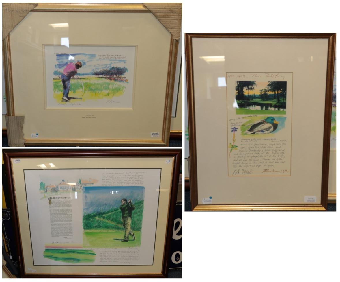 Lot 2006 - Golf Prints (i) Sir Henry Cotton signed by Henry Cotton, Sam McKinlay and Sam Snead (ii) Ryder...