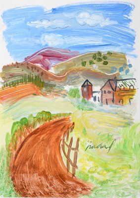 Lot 3032 - Carlos Nadal (1917-1998) Spanish ''Paysage'', 1986 Signed, inscribed verso, gouache, 24cm by 16.5cm