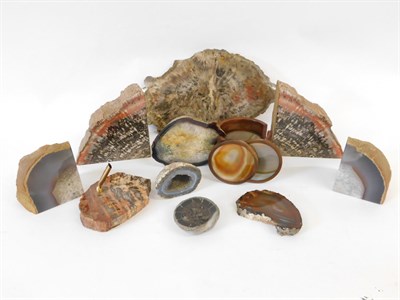 Lot 14 - Minerals: A Quantity of Petrified Wood and Agate Mineral Specimens, a pair of Petrified wood...