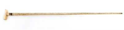 Lot 120 - Natural History: A 19th Century Whale Bone Walking Stick, the tapering haft with baleen collar,...