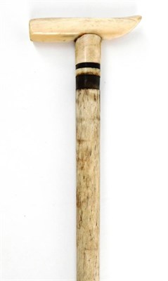 Lot 120 - Natural History: A 19th Century Whale Bone Walking Stick, the tapering haft with baleen collar,...