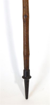 Lot 191 - Sporting: A Large Otter Hunting Spear, circa 1900, the long ribbed wooden pole, fitted with a large