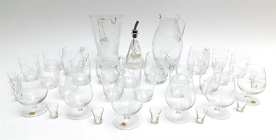 Lot 195 - Collectibles: A Suite of Big Game Engraved Rowland Ward Glass Ware, including - 10 Tumblers, 6...