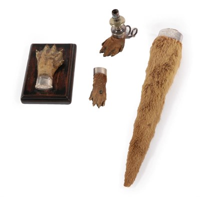 Lot 239 - Taxidermy: Antique Eurasian Otter Paws and Tail Rudder (Lutra lutra), circa early 20th century,...