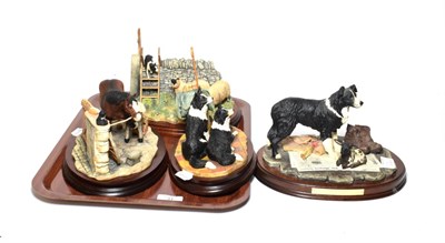 Lot 11 - Border Fine Arts models comprising: 'Element of Surprise (Collie and sheep)', model No. B0089;...