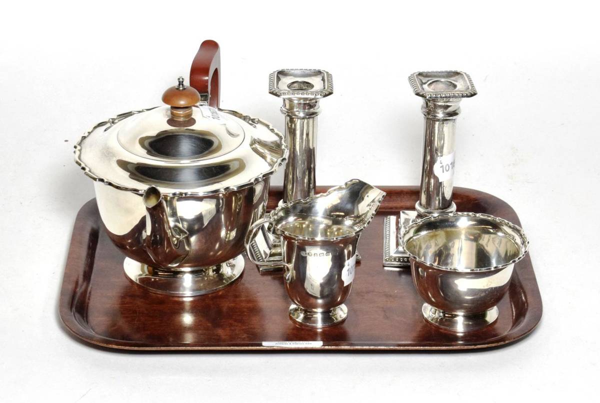 Lot 41 - A silver tree-piece bachelor's teaset, Grant & Sons of Carlisle, Birmingham; together with a...