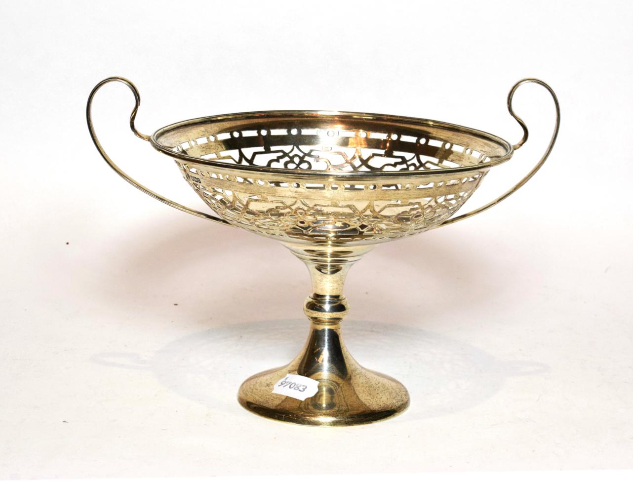 Lot 48 - An Edwardian silver twin handled pedestal bowl, by Hammond, Creake & Co., Sheffield, 1909,...