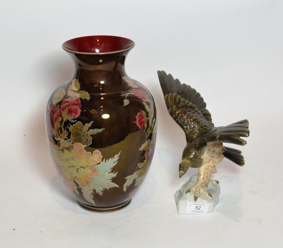 Lot 52 - A large modern Zsolnay lustre jar and a Herend eagle
