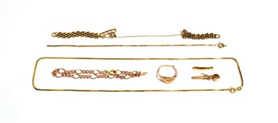 Lot 88 - Assorted 9 carat gold including a necklace and bracelet; together with other damaged jewellery