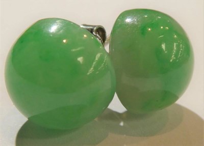 Lot 89 - A pair of jade stud earrings, unmarked; a pair of red stone earrings, unmarked; and pair of 9 carat
