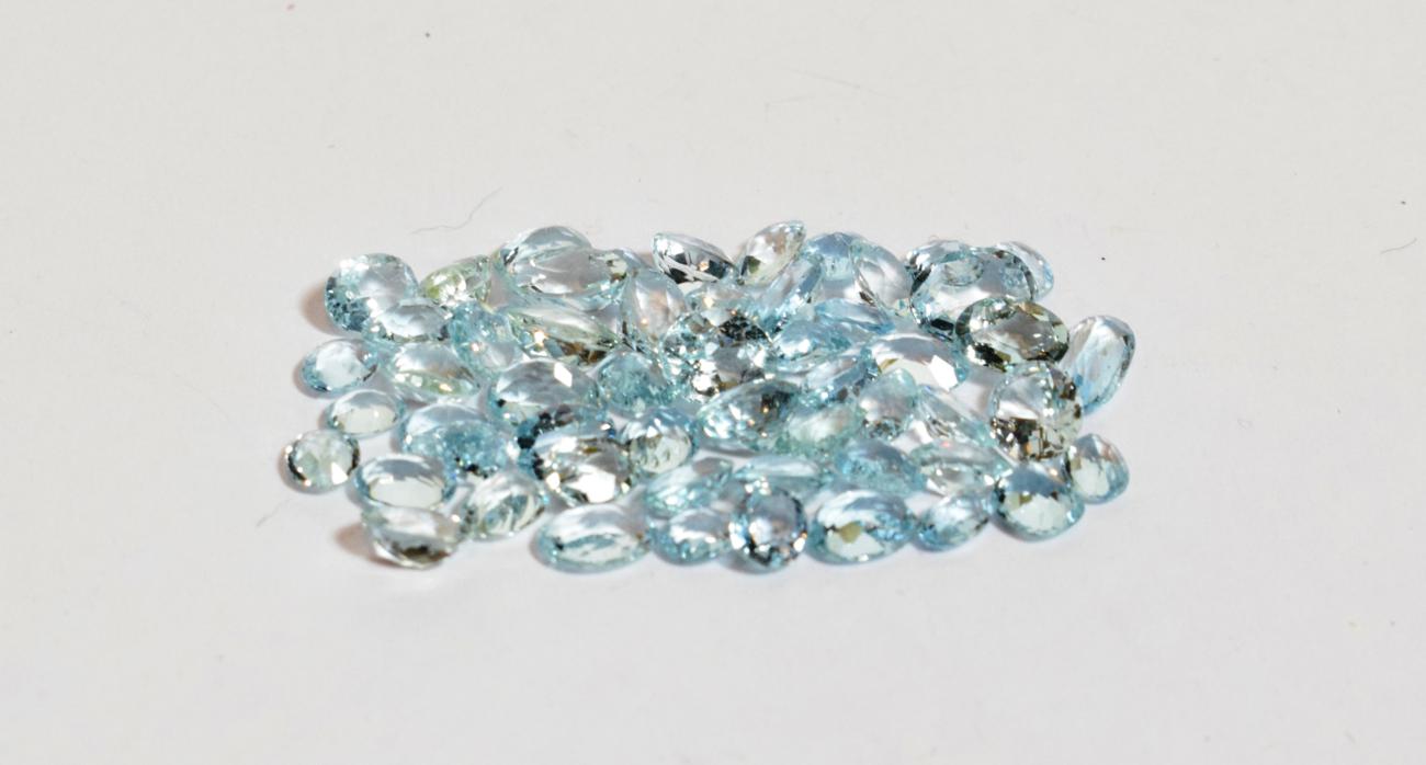 Lot 114 - A quantity of loose oval cut aquamarines, totalling 20.04 carat approximately