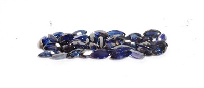 Lot 119 - A quantity of loose marquise cut sapphires, totalling 14.95 carat approximately