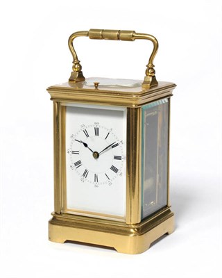 Lot 1333 - A Gilt Brass Striking and Repeating Carriage Clock, signed Henri Jacot, circa 1890, the case...