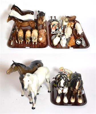 Lot 205 - Beswick animals including horses, shire horses, pigs, cats, dogs etc (a.f.)
