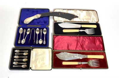 Lot 232 - A cased set of teaspoons, by Joseph Rogers, Sheffield, 1912, the handles pierced with...