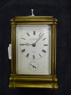 Lot 1338 - A Gilt Brass Striking and Repeating Alarm Carriage Clock, signed Chas Frodsham, Clock Maker to...