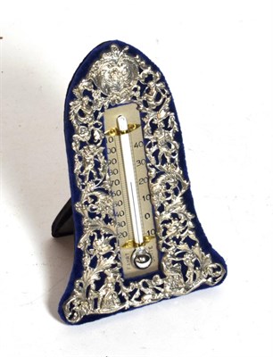 Lot 261 - A Victorian and later silver mounted desk thermometer, William Comyns Birmingham 1891