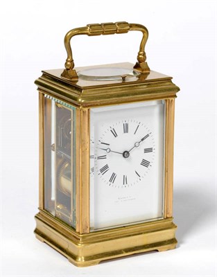 Lot 1340 - A Gilt Brass Striking and Repeating Carriage Clock, signed Margaine, retailed by Martin & Co,...