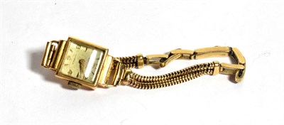 Lot 279 - A lady's wristwatch, signed Dolux, case stamped '18K', with later attached 9 carat gold bracelet