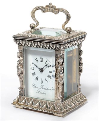 Lot 1341 - A Miniature Silver Carriage Timepiece, retailed by Chas Frodsham, London, 20th century, the...