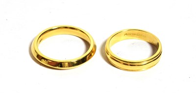 Lot 295 - Two 18 carat gold band rings, finger sizes I1/2 and L