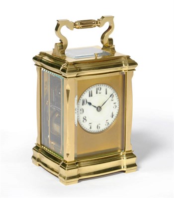 Lot 1343 - A Brass Striking and Repeating Carriage Clock, signed Henri Jacot, circa 1915, the case with...