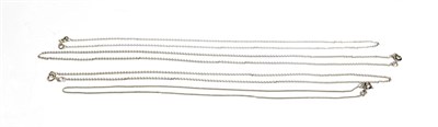 Lot 303 - Four 18 carat white gold chains, varying lengths