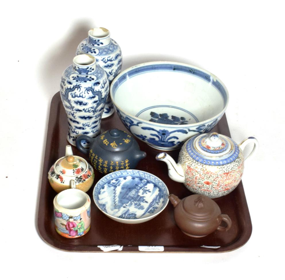 Lot 317 - Chinese teapots, bowls, vases etc