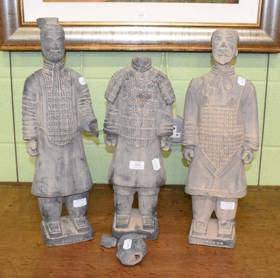 Lot 324 - Three Chinese terracotta warriors (a.f.)