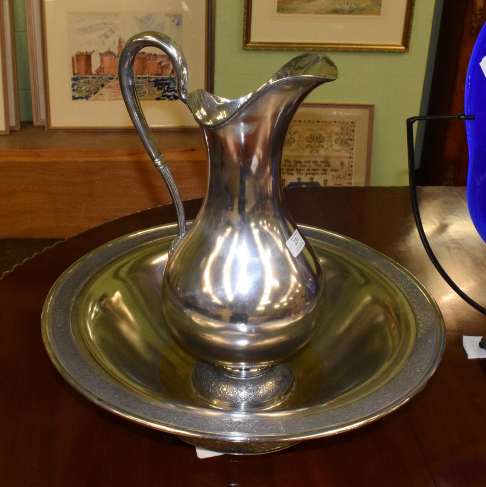 Lot 331 - A Large American silver-plated ewer and basin, by the Meriden Britannia Co., retailed by Rogers...
