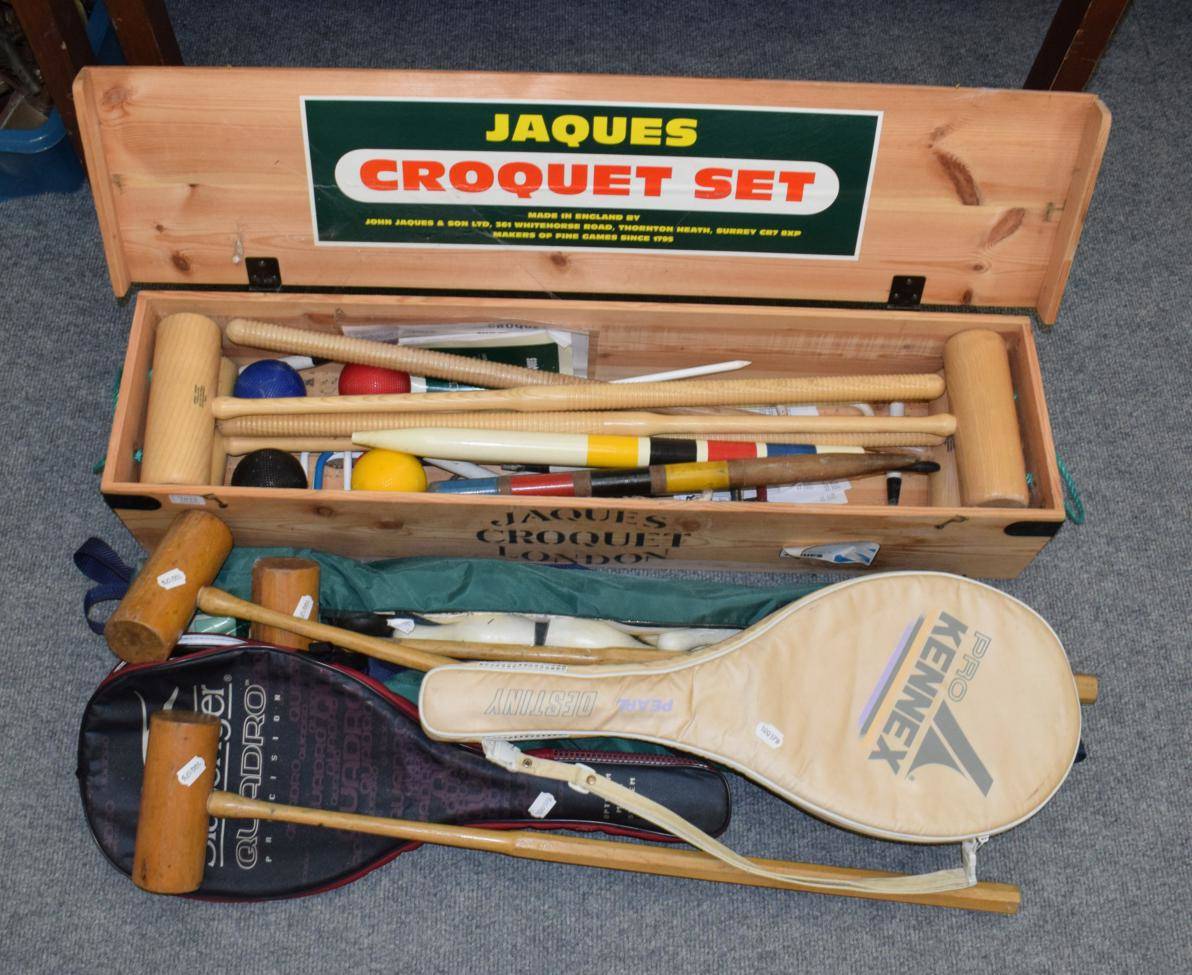 Lot 1013 - A Jaques croquet set in fitted wooden case,