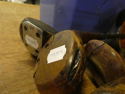 Lot 1021 - A group of hickory shafted and other golfclubs, some made in Scotland, complete with bag and a...