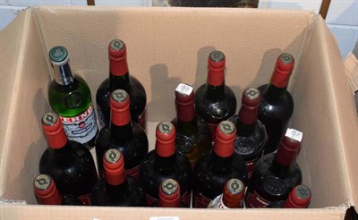 Lot 1027 - Nine 1 litre bottles of Harveys Club Amontillado Medium Dry Sherry, six 75cl bottles of Harveys...