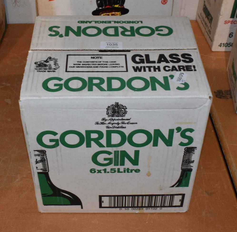 Lot 1035 - Six 1.5ltr bottles of Gordon's Gin in original cardboard box