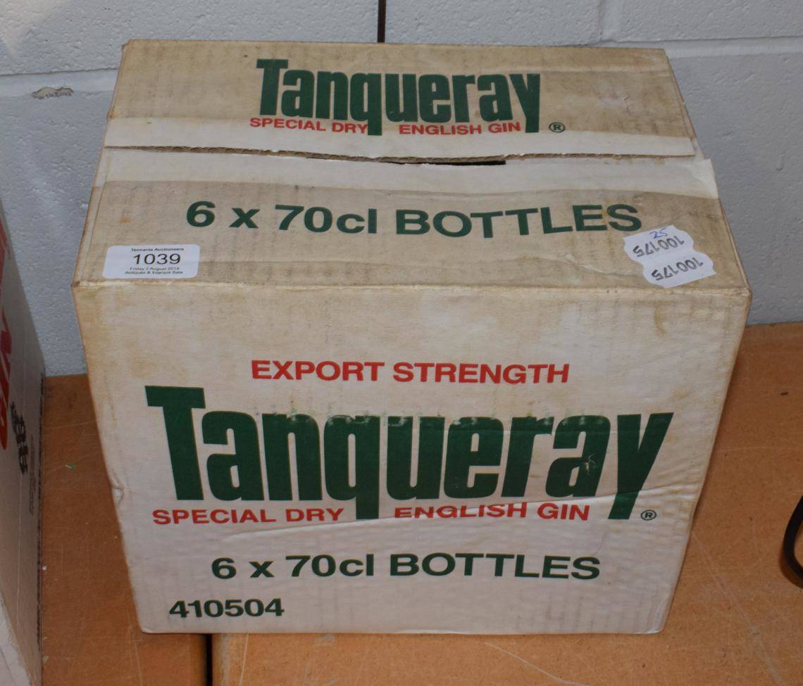 Lot 1039 - Six 70cl bottles of Tanqueray Special Dry English Gin in original cardboard box