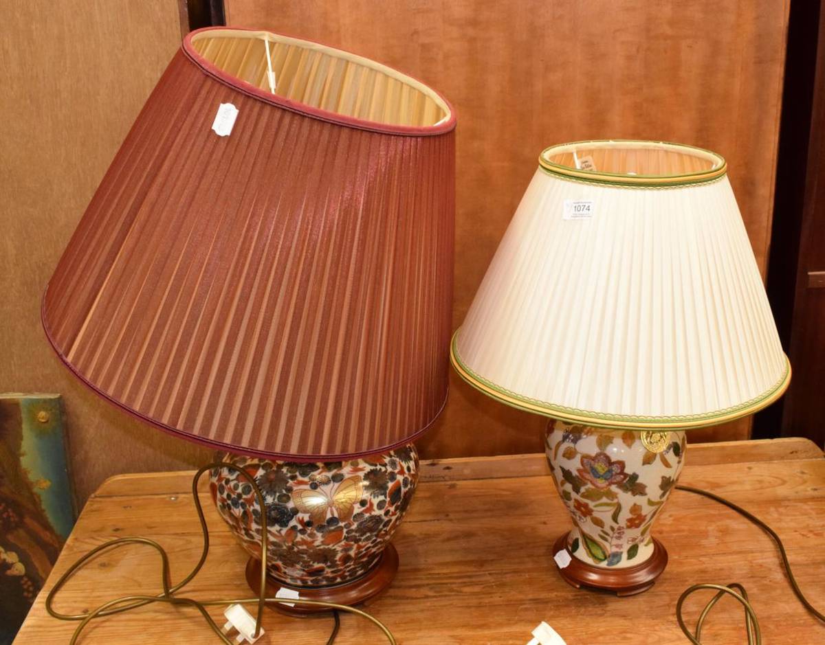 Lot 1074 - Two Rochamp Kutani Lamps