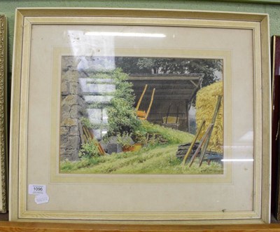 Lot 1096 - Geoffrey Pooley, Hay Barn, signed watercolour, 25.5cm by 35.5cm