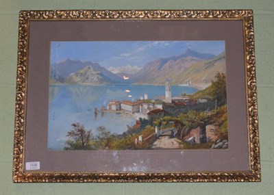 Lot 1108 - A.E Fleming (19th century) Scene on the Italian lakes, signed and dated 1872, watercolour,...
