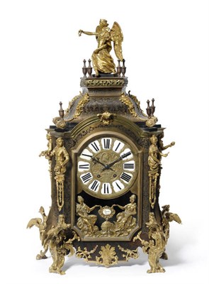 Lot 1358 - A 'Boulle' Striking Table Clock, 19th Century, the elaborate case surmounted by a winged...