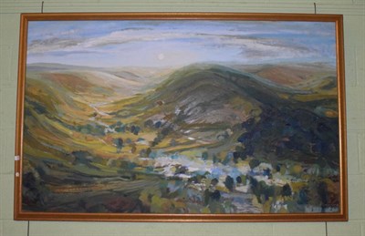 Lot 1144 - Mary Lord (b.1931), ''Summer Morning'', signed, oil on board, 96cm by 156cm